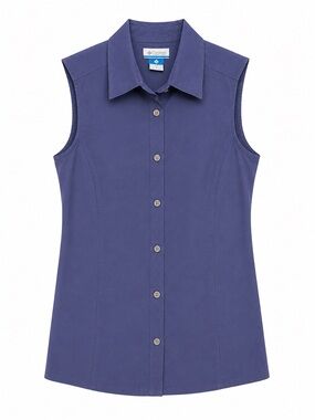 Columbia Women's Sleeveless Button-Down Top in Purple Sporty Favorites